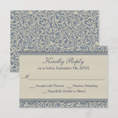 Elegant Blue en beige Baroque Wedding RSVP Kaartje (Voorkant / Achterkant)