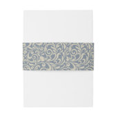 Elegant Blue en Beige Damask met Initialen Uitnodigingen Wikkel (Achterkant Voorbeeld)