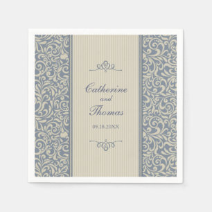 Elegant Blue en Beige Pattern Wedding Servetten