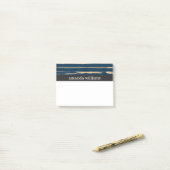 Elegant Blue en Faux Gold Foil Post-it® Notes (Op bureau)