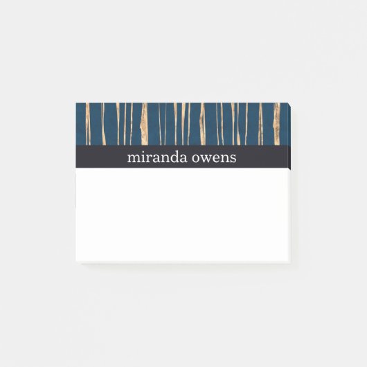 Elegant Blue en Faux Gold Foil Post-it® Notes (Voorkant)