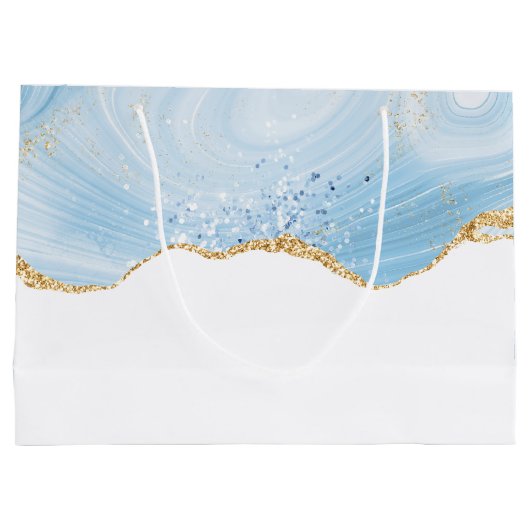 Elegant Blue en Gold Agate Design Birthday Groot Cadeauzakje (Achterkant)