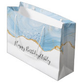 Elegant Blue en Gold Agate Design Birthday Groot Cadeauzakje (Voorkant Gekanteld)