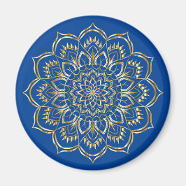 Elegant Blue en Gold Floral Mandala Pattern Magneet