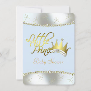 Elegant Blue en Gold Little Prince Baby shower Kaart