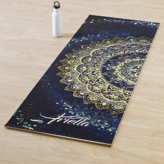 Elegant Blue en Gold Mandala Abstracte Art Yoga Yogamat