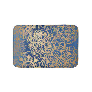 Elegant Blue en Gold Mandala Pattern Badmat