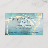 Elegant Blue en Gold Marble Agate Modern Chic Visitekaartje (Achterkant)