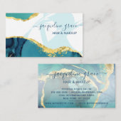 Elegant Blue en Gold Marble Agate Modern Chic Visitekaartje (Voorkant / Achterkant)