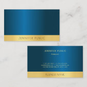 Elegant Blue en Gold Professional Sjabloon Moderne Visitekaartje (Voorkant / Achterkant)