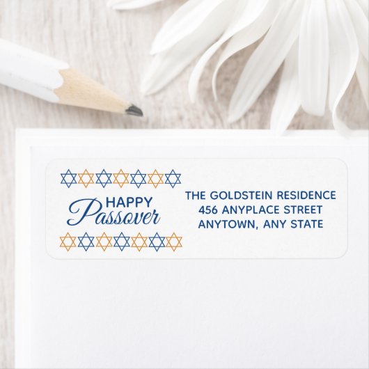 Elegant Blue en Gold Star van David Passover Etiket (Insitu)
