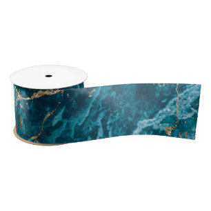 Elegant Blue en Gold Trendy Luxury Marble, effect Lint