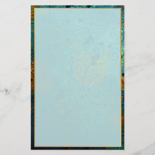 Elegant Blue en Gold Vine Briefpapier (Voorkant)