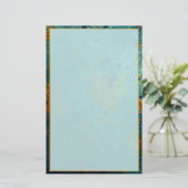 Elegant Blue en Gold Vine Briefpapier (Staand voorkant)
