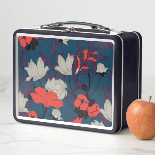 Elegant Blue en Red Floral Pattern (In situ)