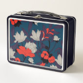 Elegant Blue en Red Floral Pattern (Voorkant)