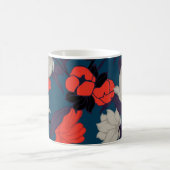 Elegant Blue en Red Floral Pattern Koffiemok (Center)