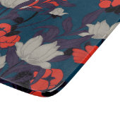 Elegant Blue en Red Floral Pattern Snijplank (Hoek)