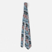 Elegant Blue en Red Persian Paisley Print Stropdas (Achterkant)