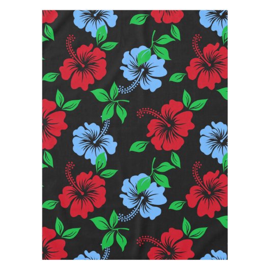 Elegant blue en Red Tropical Floral Pattern | Tafelkleed (Voorkant)