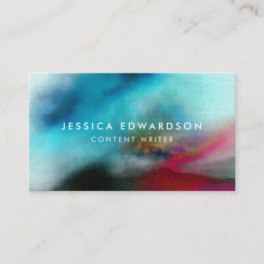 Elegant Blue en Red Waterverf Abstract Visitekaartje (Voorkant)