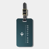 Elegant Blue en Silver Airplane Bon Reyage Bagagelabel (Voorkant verticaal)