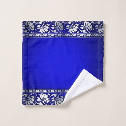Elegant Blue en Silver Bad Handdoek (Wasdoekje)