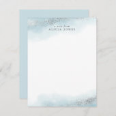 Elegant Blue en Silver Cloud Persoonlijk Notitiekaartje (Voorkant / Achterkant)