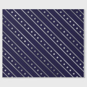 Elegant Blue en Silver Foil kerstStripes Cadeaupapier (Vlak)
