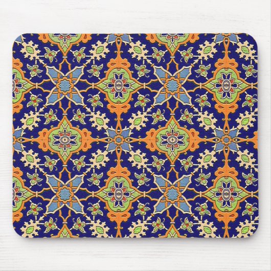Elegant Blue en Sinaasappel Mousepad Muismat (Voorkant)