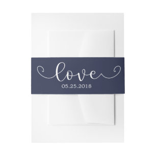 Elegant Blue en White Belly Band Uitnodigingen Wikkel