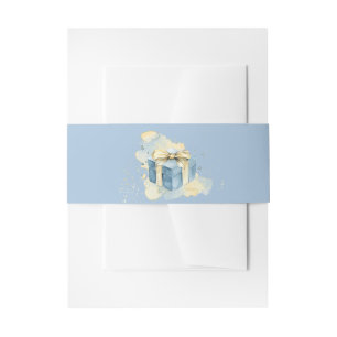 Elegant Blue en White Champagne Belly Band Uitnodigingen Wikkel