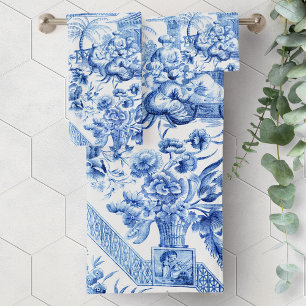 Elegant  Blue en White Chinoiserie Bad Handdoek
