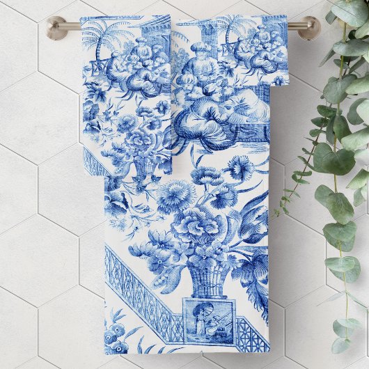 Elegant Blue en White Chinoiserie Bad Handdoek