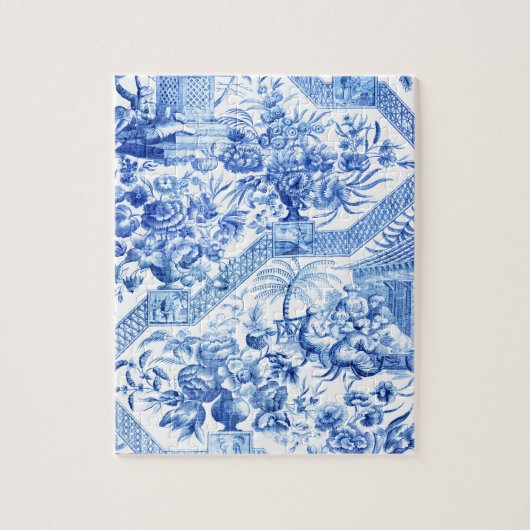Elegant  Blue en White Chinoiserie Legpuzzel (Verticaal)