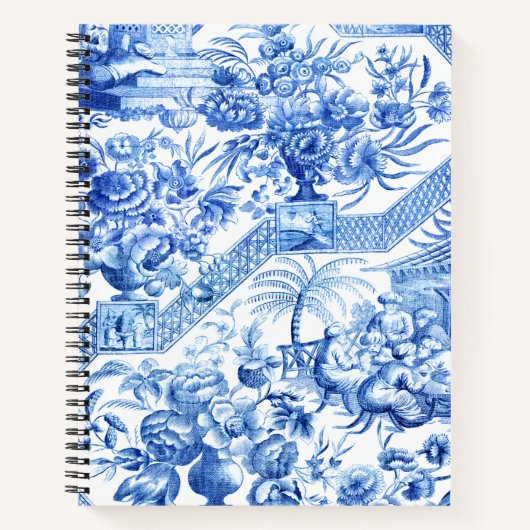 Elegant  Blue en White Chinoiserie Noteboo Notitieboek (Voorkant)