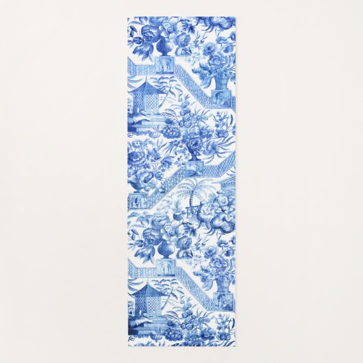 Elegant Blue en White Chinoiserie Yogamat (Voorkant)