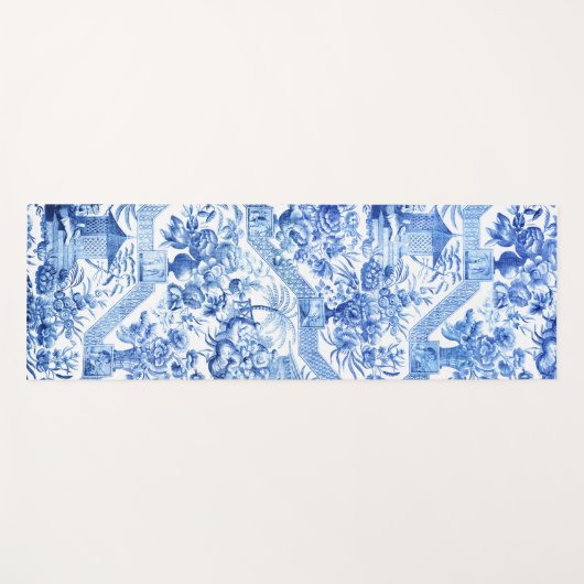 Elegant Blue en White Chinoiserie Yogamat (Voorkant (horizontaal))
