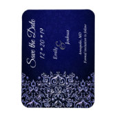 Elegant Blue en White Damask Save the Date Magneet (Verticaal)