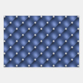 Elegant Blue en White Diamond Tufted Patronen Inpakpapier Vel (Voorkant 2)