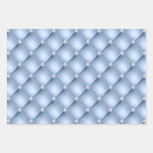 Elegant Blue en White Diamond Tufted Patronen Inpakpapier Vel (Voorkant)