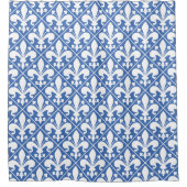 Elegant Blue en White Fleur de Lys French Douchegordijn (Voorkant)