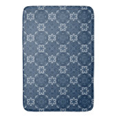 Elegant Blue en White Floral Geometric Pattern Badmat (Voorkant Verticaal)
