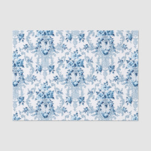 Elegant Blue en White French Rococo Floral Tissuepapier
