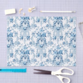 Elegant Blue en White French Rococo Floral Tissuepapier (Craft)
