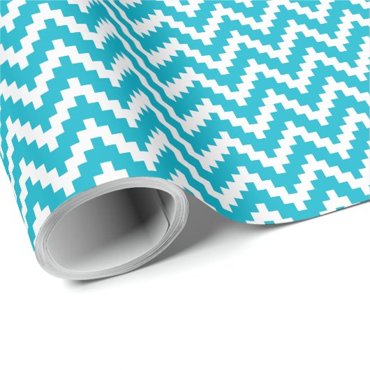 Elegant Blue en White Ikat Chevron Pattern Cadeaupapier (Rol Hoek)