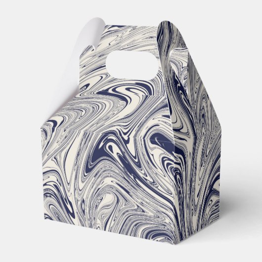 Elegant Blue en White Marble Swirl Bedankdoosjes (Achterkant)