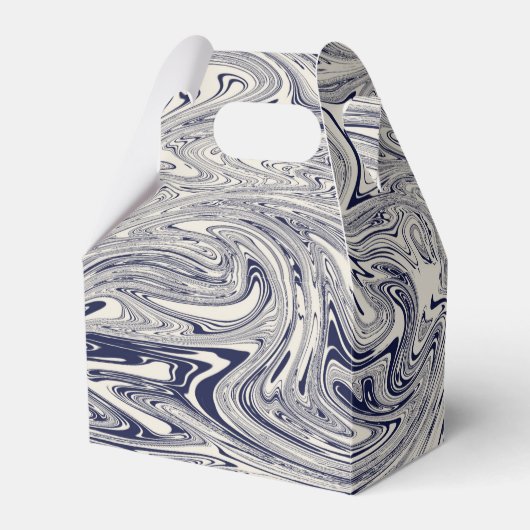 Elegant Blue en White Marble Swirl Bedankdoosjes (Voorkant Zijde)