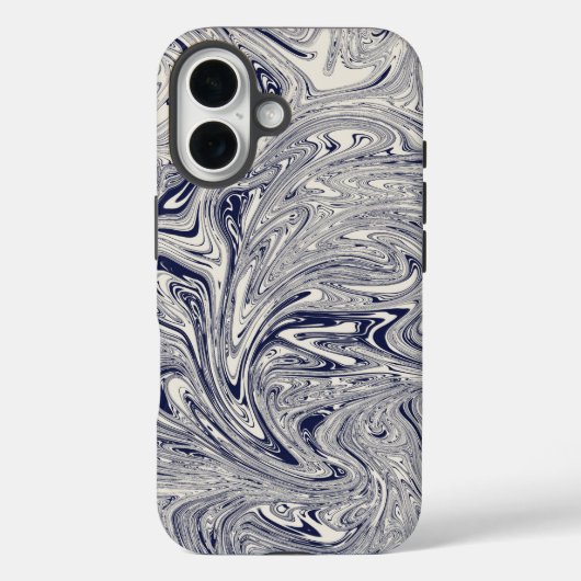 Elegant Blue en White Marble Swirl Case-Mate iPhone Case (Achterkant)