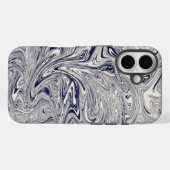 Elegant Blue en White Marble Swirl Case-Mate iPhone Case (Achterkant (horizontaal))